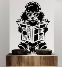 Load image into Gallery viewer, Poodle reading newspaper wall decal Bathroom Dog decor Dog wall art Decal Dog Lover Animals Dog Bathroom Wall Decals Stickers 156DE