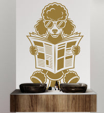 Load image into Gallery viewer, Poodle reading newspaper wall decal Bathroom Dog decor Dog wall art Decal Dog Lover Animals Dog Bathroom Wall Decals Stickers 156DE