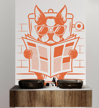Load image into Gallery viewer, Boston Terrier reading newspaper wall decal Bathroom Dog decor Dog wall art Decal Dog Lover Animals Dog Bathroom Wall Decals Stickers 158DE