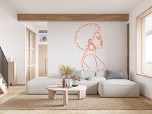 Load image into Gallery viewer, Afro American Line Art wall Decal, Mid Century Line Art Feminist Woman Modern Mid Century Wall Art, Line Art Wall Decor Bedroom Art 970RS