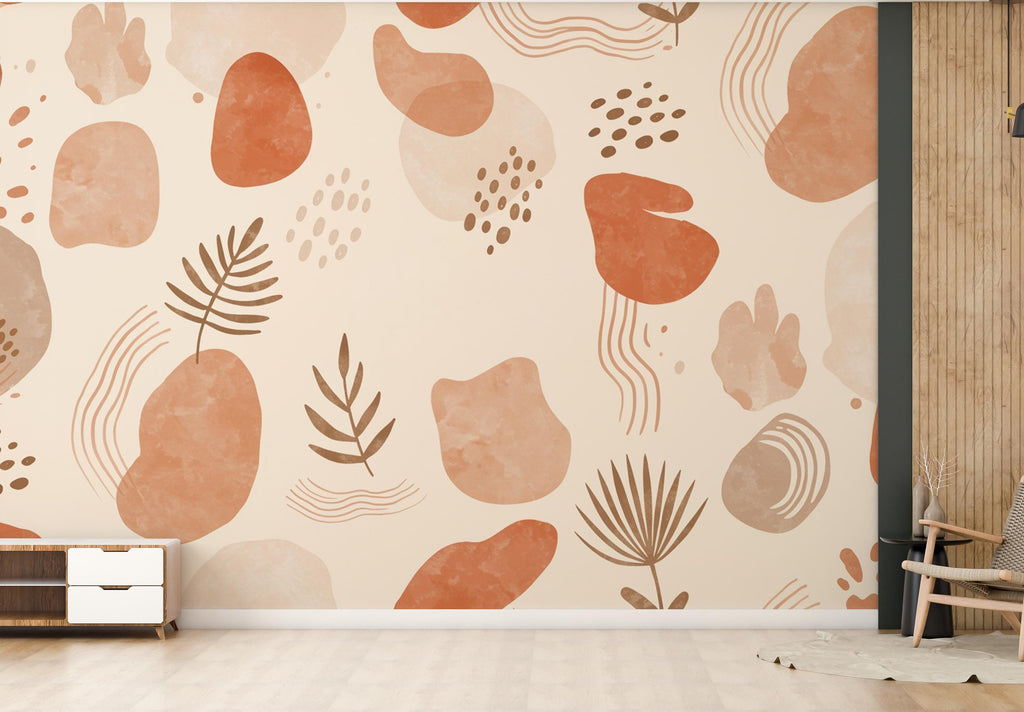 Boho Shapes Wallpaper Boho Peel and Stick Boho room Wallpaper Nursery Self Adhesive Boho shapes nursery decor Mural 973RS