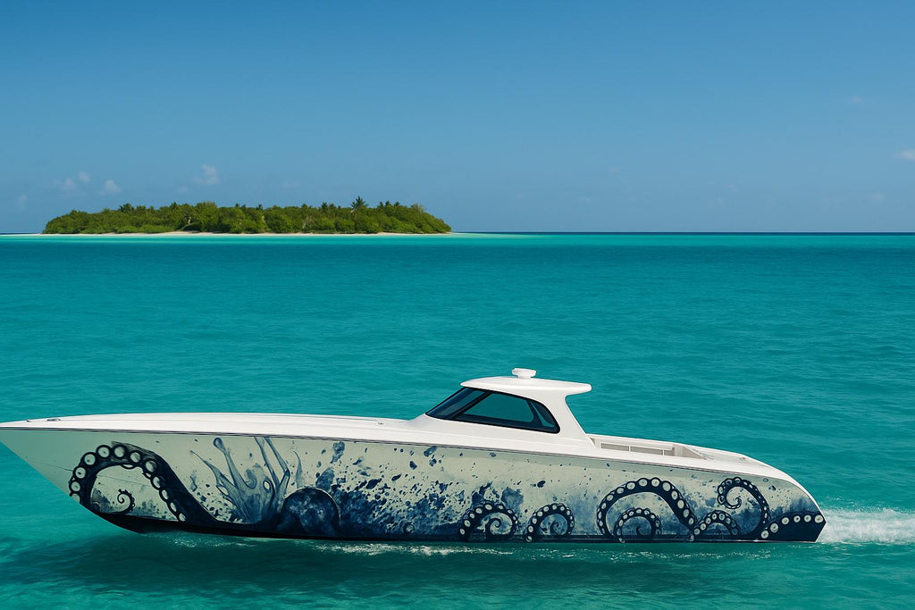 Kraken Reach Boat Wrap – Tentacle Ocean Design Marine Vinyl for Sport Boats, Cruisers & Offshore Fishing | Nautical Deep Sea Graphic Wrap