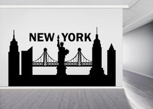 Load image into Gallery viewer, New York Skyline Wall Decal, NYC Wall Art Sticker, City Skyline Wall Decor, Modern Bedroom Wall Decal, Vinyl New York Mural Decor 691LU