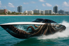 Load image into Gallery viewer, Kraken Depths Boat Wrap – Giant Octopus Vinyl Wrap – Marine Grade Full Side Boat Decal – Underwater Creature Design – Custom High-Gloss