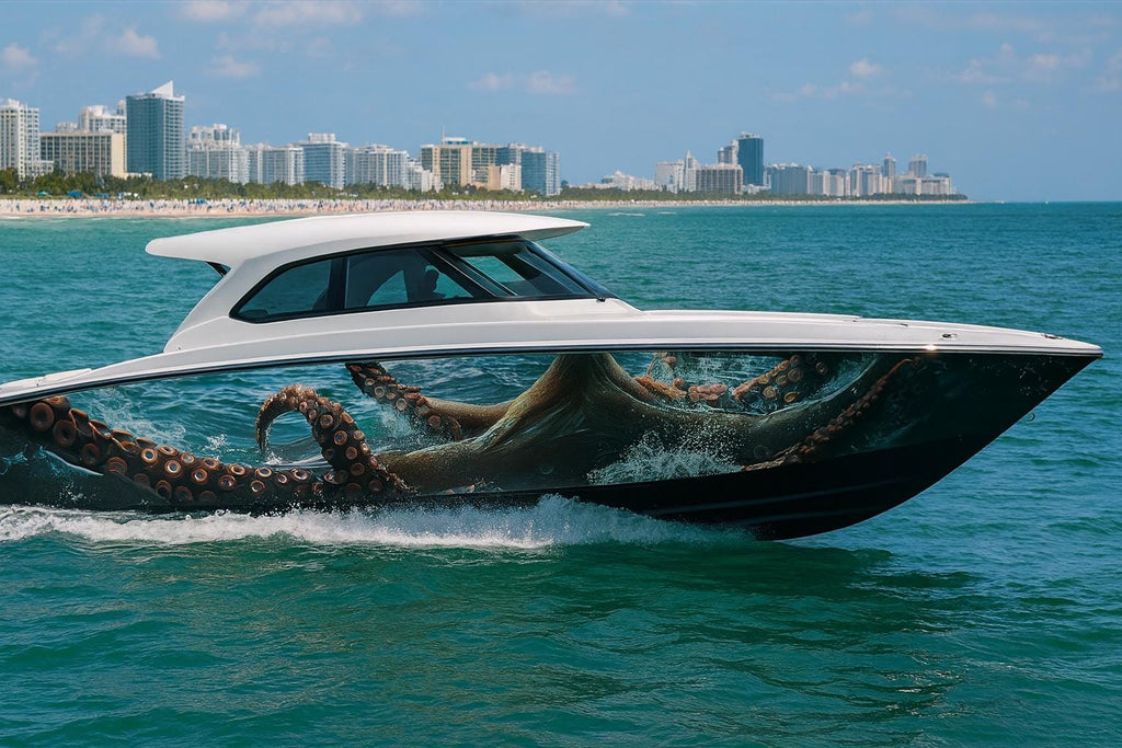 Kraken Depths Boat Wrap – Giant Octopus Vinyl Wrap – Marine Grade Full Side Boat Decal – Underwater Creature Design – Custom High-Gloss