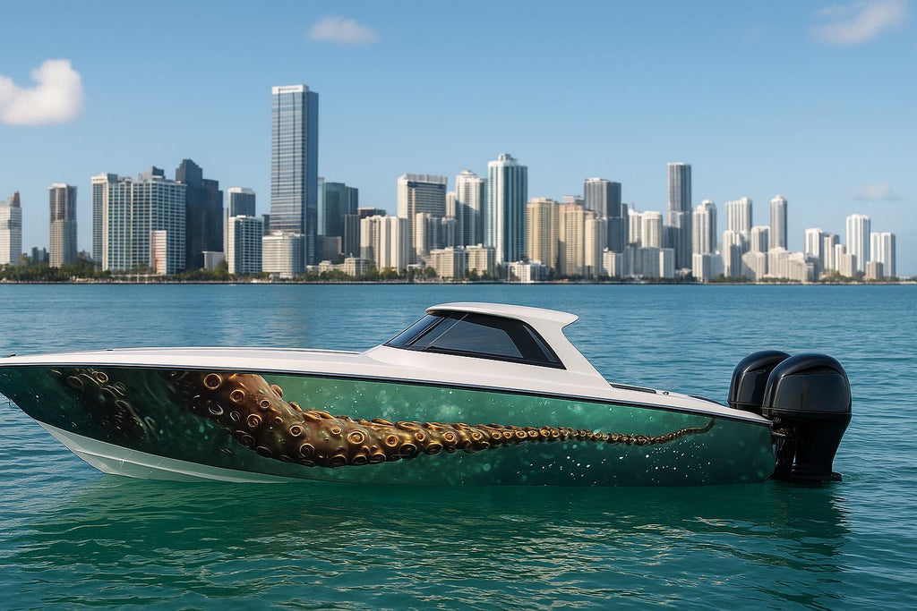 Kraken Reach Boat Wrap – Giant Octopus Tentacle Vinyl Wrap – Marine Grade Full Side Boat Decal – Realistic Ocean Depth Design