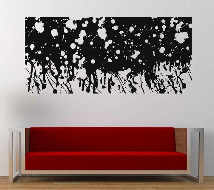 Unique Abstract Splash Spill Drip Art Wall Graphic Decal Sticker Vinyl Mural Leaving Bedroom Room Home Decor FREE SHIPPING L270