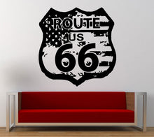 Load image into Gallery viewer, Route 66 Road Sign United States Flag Vintage Wall Graphic Decal Sticker Vinyl Mural Leaving Bedroom Room Home Decor FREE SHIPPING L277