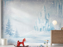 Load image into Gallery viewer, Frozen Ice Castle Wallpaper | Watercolor Winter Wonderland Wall Mural | Crystal Snow Palace Kids Room Decor | Magical Fairytale Art 161DE