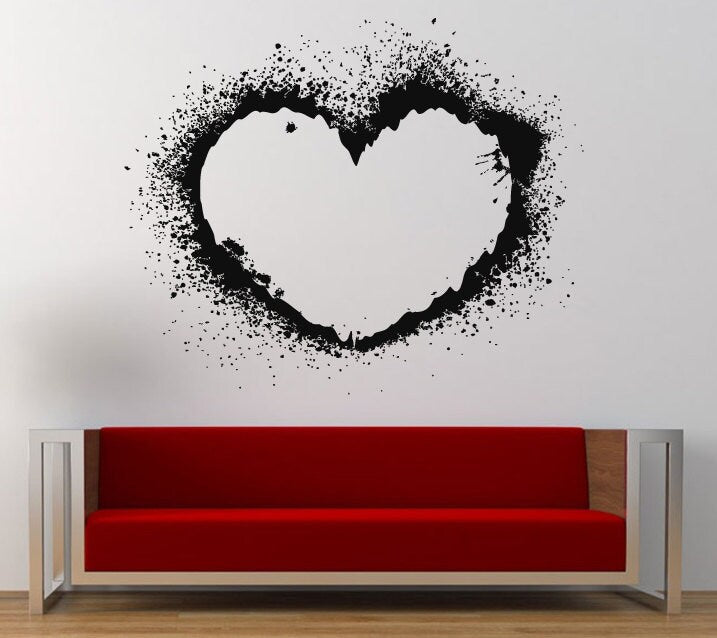 Abstract Splash Drip Heart Shape Wall Graphic Decal Sticker Vinyl Mural Leaving Bedroom Room Home Decor FREE SHIPPING L271