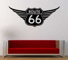 Load image into Gallery viewer, Route 66 Road Sign With Wings Wall Graphic Decal Sticker Vinyl Mural Leaving Bedroom Room Home Decor FREE SHIPPING L274