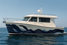 Load image into Gallery viewer, Abyss Horizon Boat Wrap – Abstract Ocean Wave Vinyl Wrap – Marine Grade Full Side Boat Decal – Minimal Modern Line Art Design