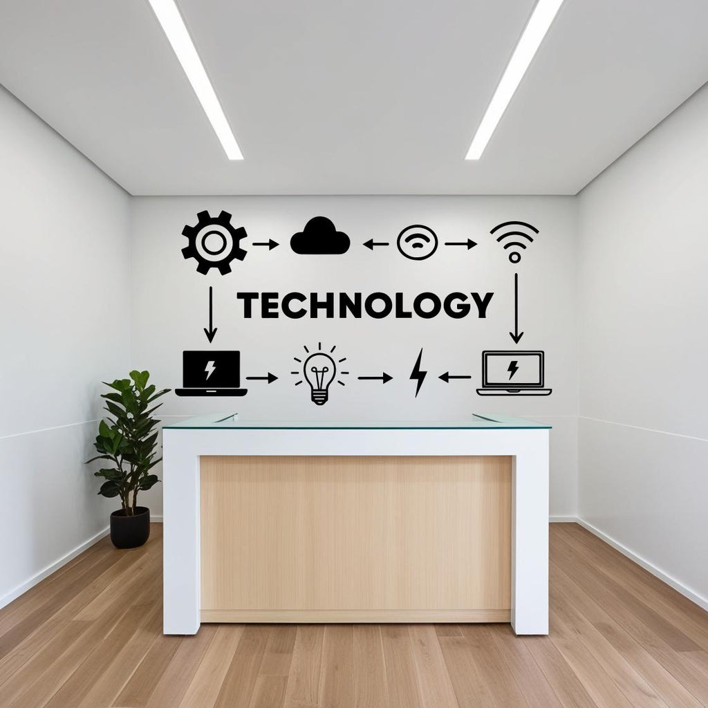 Technology Vinyl Wall Art Decal, Circuit Board Wall Decal, Office Wall Decor, Business Software Wall Sticker, Computer It Decor Office 551LU