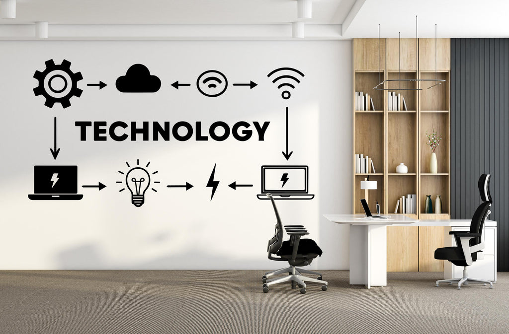 Technology Vinyl Wall Art Decal, Circuit Board Wall Decal, Office Wall Decor, Business Software Wall Sticker, Computer It Decor Office 551LU