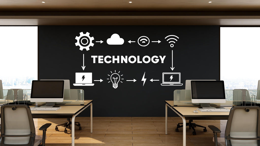 Technology Vinyl Wall Art Decal, Circuit Board Wall Decal, Office Wall Decor, Business Software Wall Sticker, Computer It Decor Office 551LU