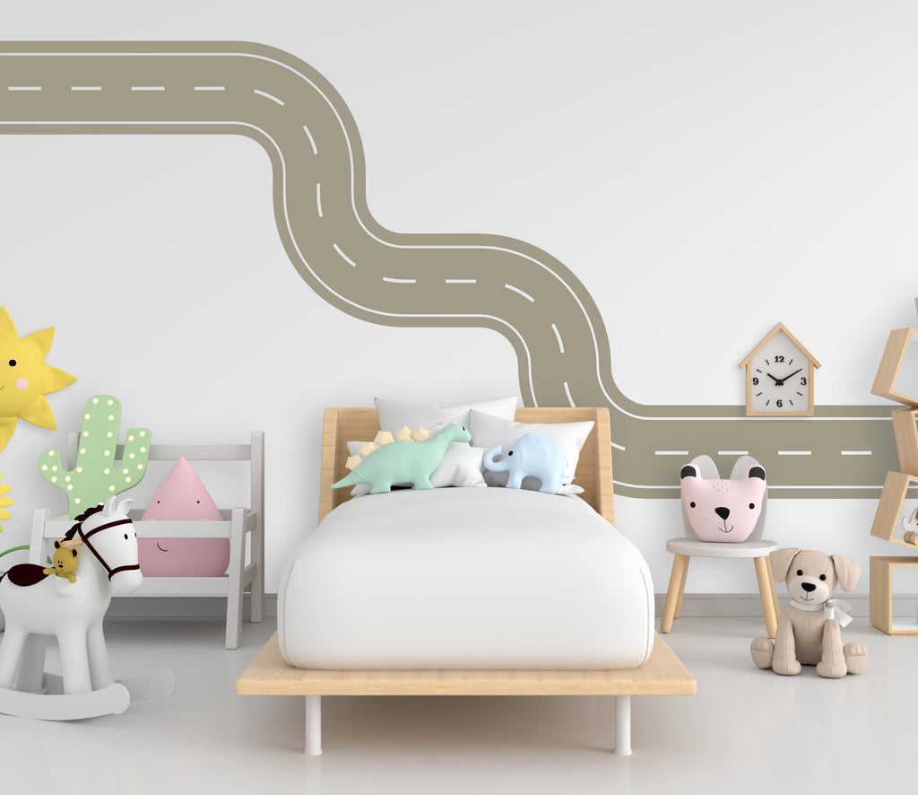 Road wind Wall Decal Highway Vinyl Sticker Track Route Wall Decor Kids Playroom Boys Room Wall Art Automotive Bedroom Mural Sticker 701LU