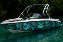 Load image into Gallery viewer, Ocean Scales Boat Wrap – Iridescent Marine Vinyl | Mermaid Scale Design for Yachts, Jet Boats &amp; Sport Cruisers | Custom Nautical Wrap