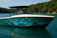 Load image into Gallery viewer, Ocean Scales Boat Wrap – Iridescent Marine Vinyl | Mermaid Scale Design for Yachts, Jet Boats &amp; Sport Cruisers | Custom Nautical Wrap