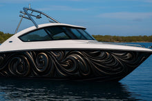 Load image into Gallery viewer, Black Lava Boat Wrap – Glossy 3D Swirl Marine Vinyl | Luxury Metallic Wave Texture for Sport Boats, Cruisers &amp; Yachts