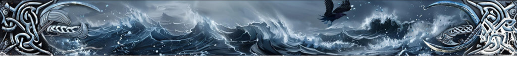 Viking Storm Boat Wrap – Norse Ocean Warrior Vinyl Wrap – Mythic Marine Design With Runes And Waves – Custom Glossy Marine Vinyl Wrap