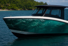 Load image into Gallery viewer, Emerald Wave Boat Wrap – Teal Marble Ocean Vinyl | Custom Marine-Grade Wrap for Yachts, Sport Boats &amp; Fishing Cruisers | Sea-Inspired Design