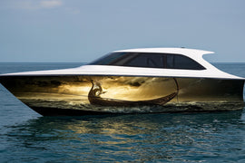 Viking Dragon Boat Wrap – Epic Fantasy Marine Vinyl Graphic for Speedboats, Cigar Boats & Fishing Boats | Custom Norse-Inspired Boat Wrap