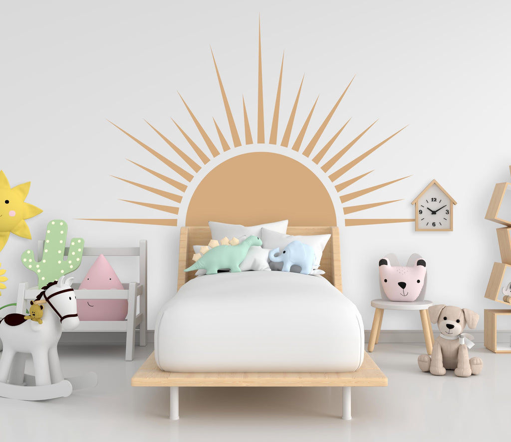 Sun Boho Wall Decal, Nursery Half Sun Decor, Bed Arch Sticker, Hedboard Wall Decal, Sun Wall Decal, Sun Wall Decal Sticker, Wall Decal 977RS