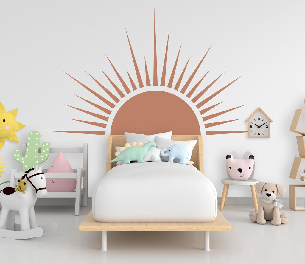 Sun Boho Wall Decal, Nursery Half Sun Decor, Bed Arch Sticker, Hedboard Wall Decal, Sun Wall Decal, Sun Wall Decal Sticker, Wall Decal 977RS