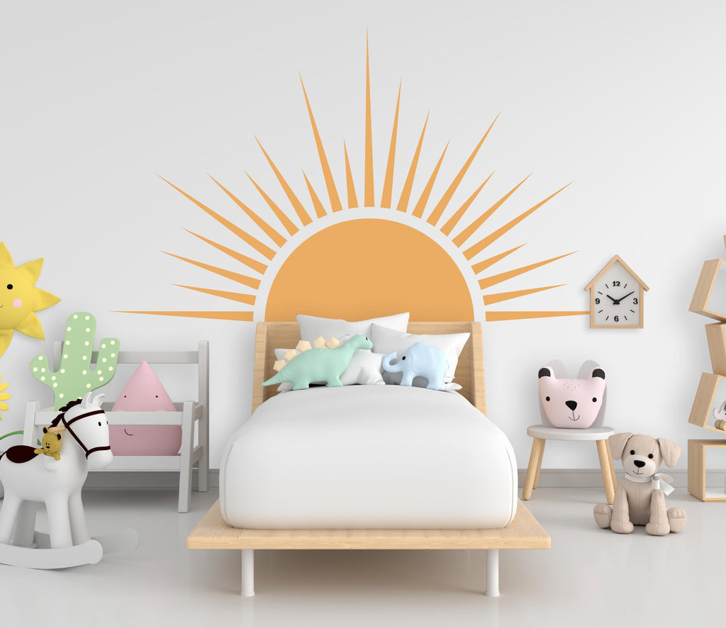 Sun Boho Wall Decal, Nursery Half Sun Decor, Bed Arch Sticker, Hedboard Wall Decal, Sun Wall Decal, Sun Wall Decal Sticker, Wall Decal 977RS