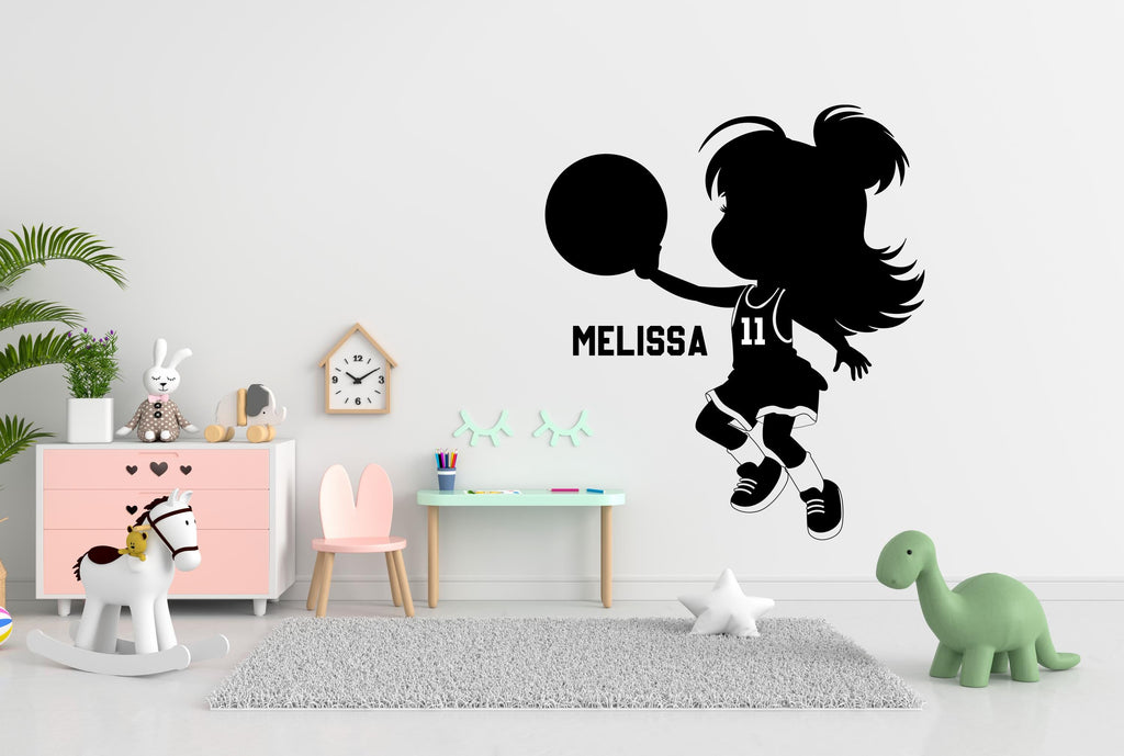 Kids Custom Name Basketball Girl Kids wall decal Sport Wall Decal Kids Decal Personalized Gifts wall Vinyl Wall Sticker Boy Room 695LU