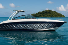 Load image into Gallery viewer, Diamond Plate Boat Wrap – Industrial Metal Marine Vinyl | Luxury Yacht &amp; Sport Boat Wrap | Silver Steel Texture With Gloss Finish