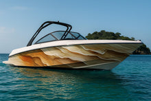 Load image into Gallery viewer, Golden Dunes Boat Wrap – Desert Sand Wave Marine Vinyl | Luxury Yacht &amp; Sport Boat Wrap | Gold Beige Gradient Water Texture Design