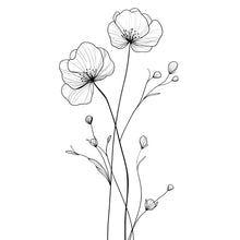Load image into Gallery viewer, Minimalist Floral Wall Decal • Line Art Flower Wall Sticker • Modern Bedroom Wall Decor • Elegant Botanical Mural • Large Vinyl Flower