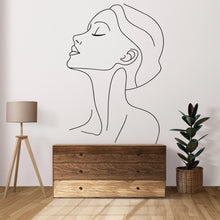 Load image into Gallery viewer, Minimalist Woman Line Art Wall Decal – Elegant One Line Female Silhouette for Salon, Spa, Bedroom, Studio – Modern Peel &amp; Stick Wall Sticker