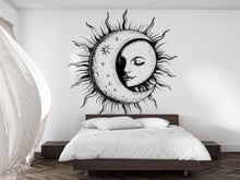 Load image into Gallery viewer, Sun and Moon Goddess Wall Decal – Mystical Celestial Face Art Mural, Boho Bedroom Decor, Peel &amp; Stick Wall Sticker for Spiritual, Witchy