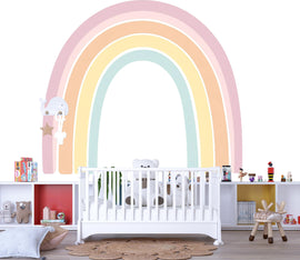 Pastel Rainbow Wall Decal for Nursery – Large Soft Rainbow Sticker, Baby Room Wall Art, Gender Neutral Kids Room Decor, Peel & Stick