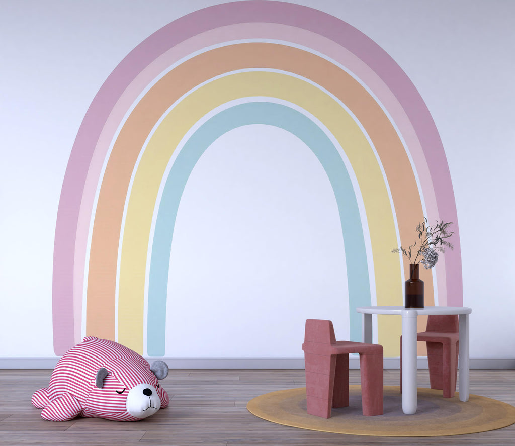 Pastel Rainbow Wall Decal for Nursery – Large Soft Rainbow Sticker, Baby Room Wall Art, Gender Neutral Kids Room Decor, Peel & Stick