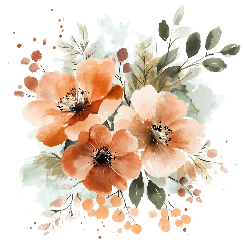 Watercolor Floral Wall Decal • Large Flower Mural Sticker for Bedroom • Boho Botanical Wall Art • Peel & Stick Floral Decor • Removable Wall