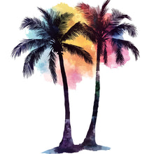 Load image into Gallery viewer, Rainbow Watercolor Palm Tree Wall Decal • Tropical Nursery Wall Art • Large Palm Tree Sticker • Kids Room Decor • Peel &amp; Stick Tropical