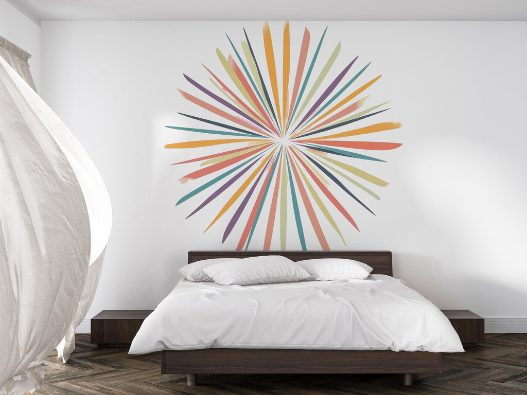 Large Starburst Wall Decal • Colorful Modern Wall Sticker • Oversized Peel & Stick Mural • Boho Feature Wall Art • Bedroom Accent Decor