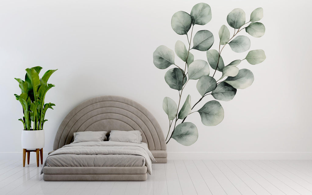 Eucalyptus Wall Decal • Large Botanical Wall Sticker • Watercolor Greenery Mural • Minimalist Bedroom Wall Art • Peel & Stick Removable Art