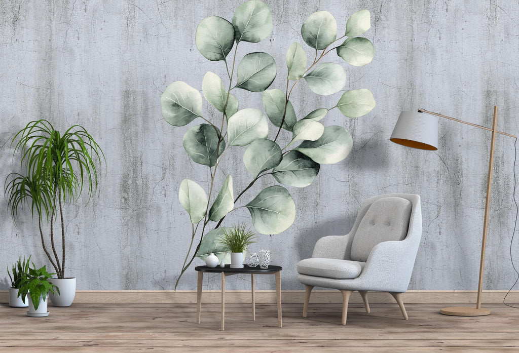 Eucalyptus Wall Decal • Large Botanical Wall Sticker • Watercolor Greenery Mural • Minimalist Bedroom Wall Art • Peel & Stick Removable Art