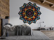 Load image into Gallery viewer, Colorful Mandala Wall Decal • Boho Mandala Wall Art Sticker • Yoga Room Decor • Meditation Wall Mural • Peel &amp; Stick Removable Accent Art