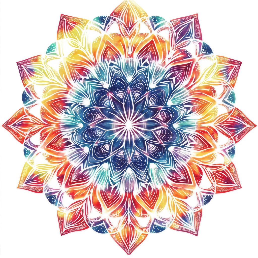 Rainbow Mandala Wall Decal • Colorful Mandala Wall Art Sticker • Yoga Meditation Room Decor • Boho Removable Peel & Stick Mural