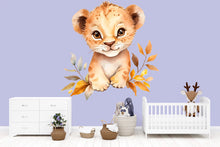 Load image into Gallery viewer, Baby Lion Cub Wall Decal • Safari Nursery Wall Sticker • Cute Jungle Animal Decor • Peel &amp; Stick Kids Room Mural • Gender Neutral Room Art