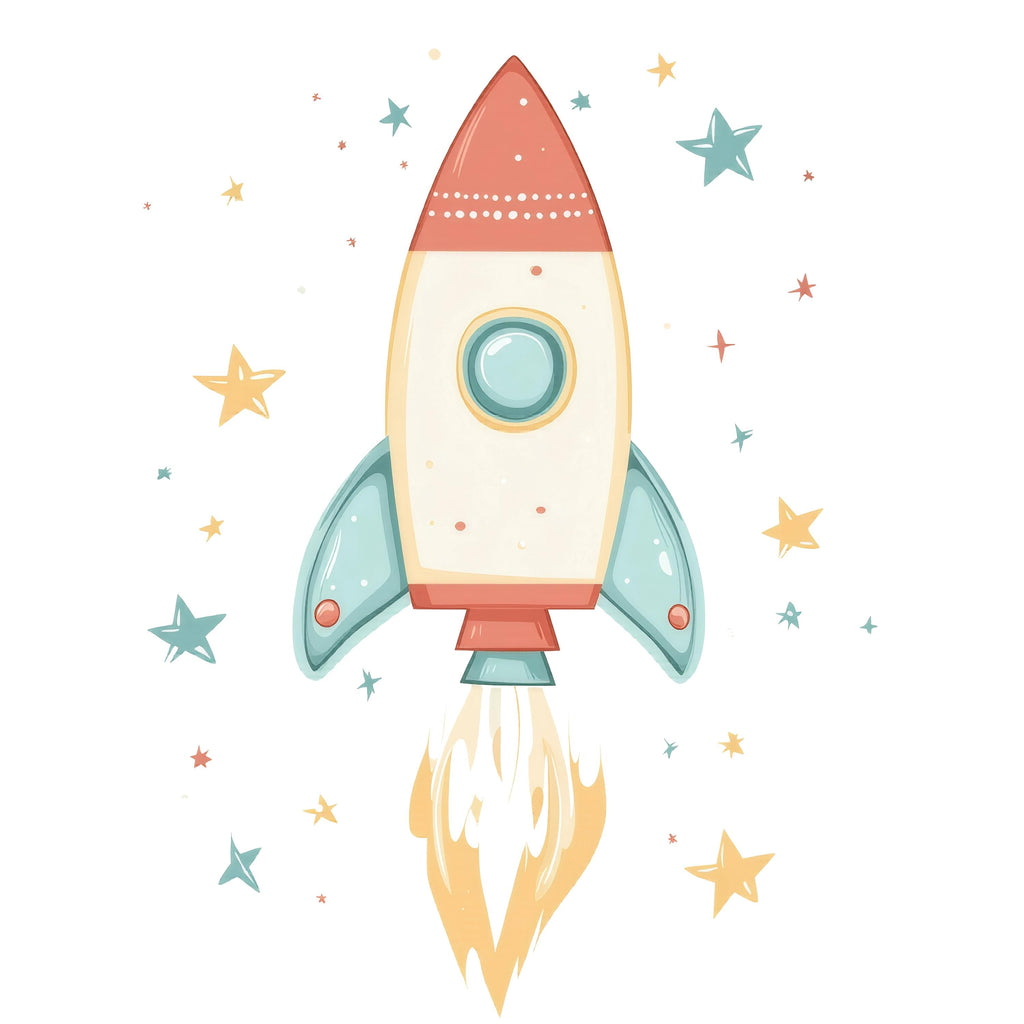 Rocket Ship Wall Decal • Space Nursery Wall Sticker • Kids Room Rocket Decor • Peel & Stick Space Art • Boys Nursery Wall Mural • Astronaut