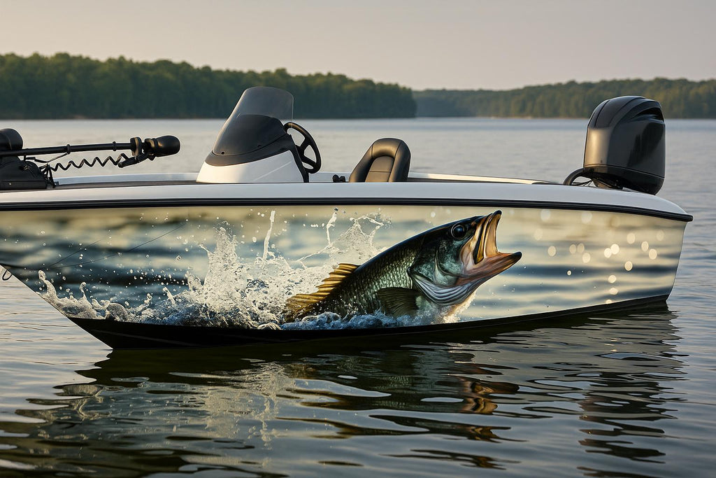 Bass Fishing Boat Wrap – Realistic Full-Color Marine Vinyl Design for Fishing Boats, Bass Boats & Sport Boats | Custom Angler Boat Wrap