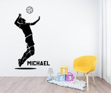 Load image into Gallery viewer, Large Custom Name Volleyball Boy wall decal Sport Wall Decal Kids Decal Personalized Gifts wall Vinyl Wall Sticker Boy Room 703LU