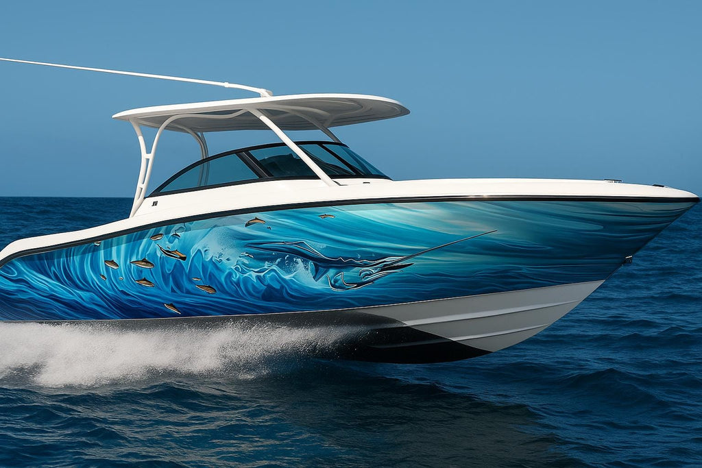 Sailfish Boat Wrap – Realistic Ocean Marine Vinyl Design for Fishing Boats, Sport Boats & Offshore Racers | Custom Deep Sea Boat Wrap
