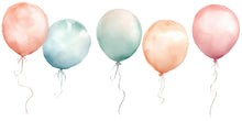 Load image into Gallery viewer, Watercolor Balloon Wall Decals • Kids Room Wall Stickers • Nursery Balloon Decor • Pastel Peel &amp; Stick Wall Art • Baby Girl And Boy Room